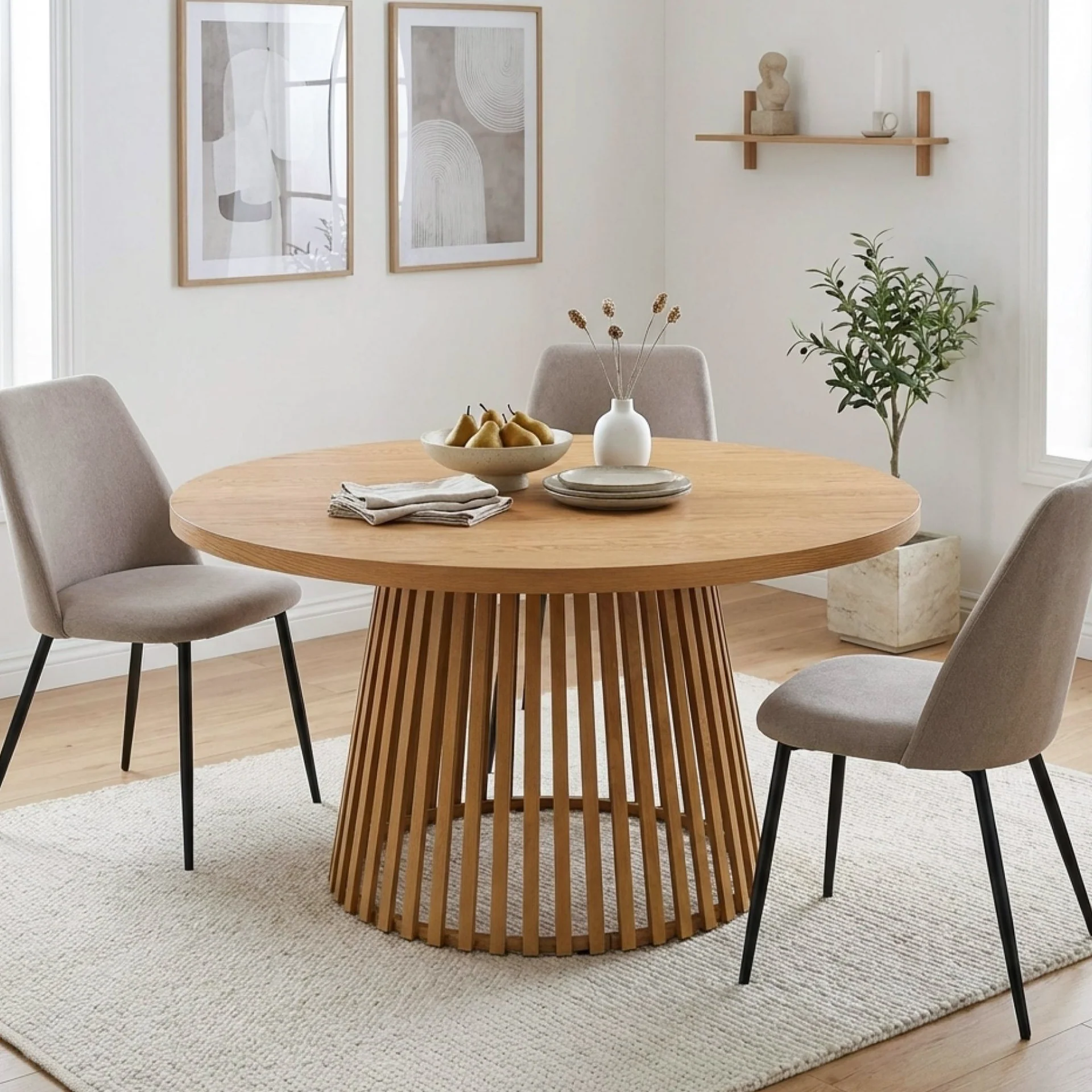 Yardley Round Dining Table 140 x 75cm - Oak - Image 4