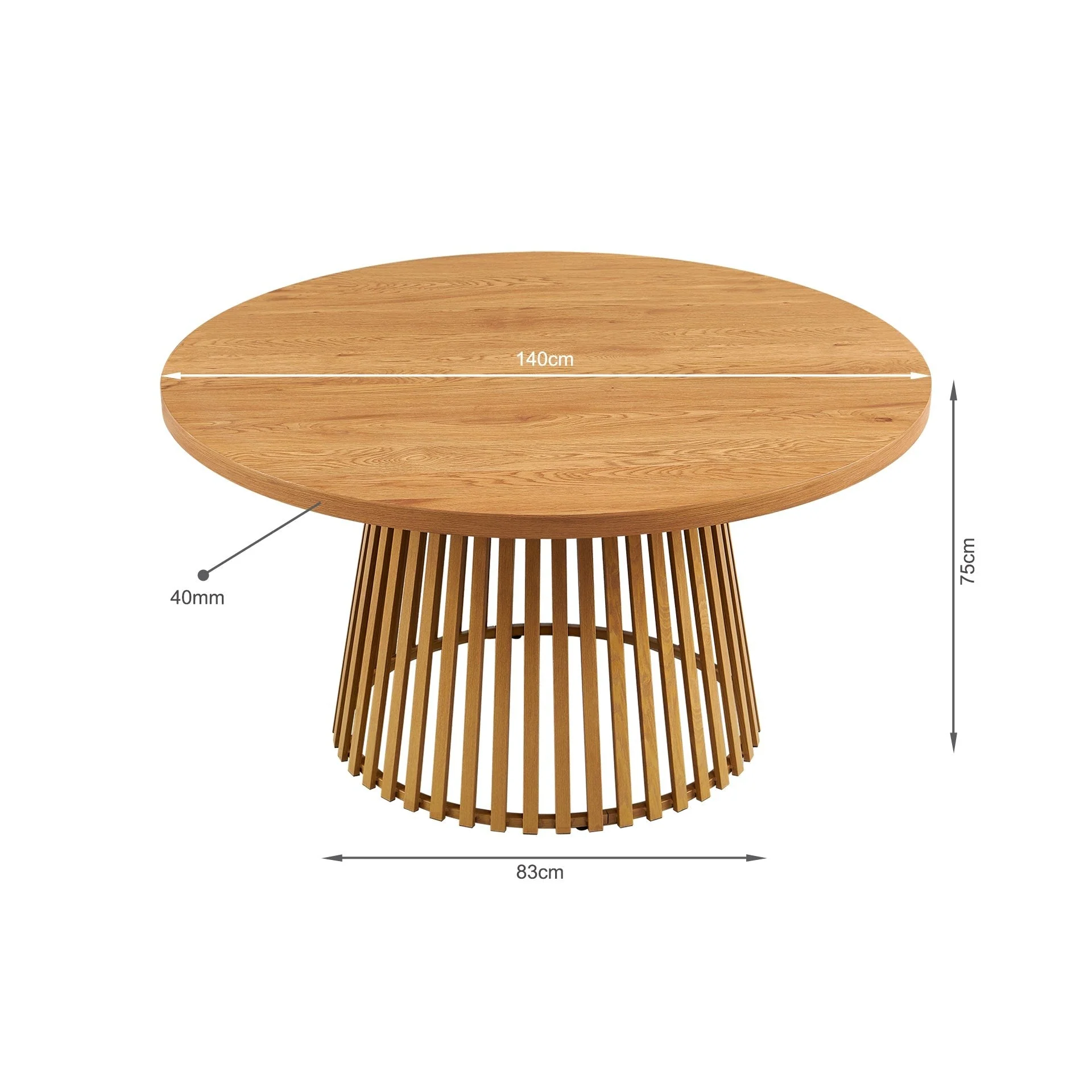 Yardley Round Dining Table 140 x 75cm - Oak - Image 9