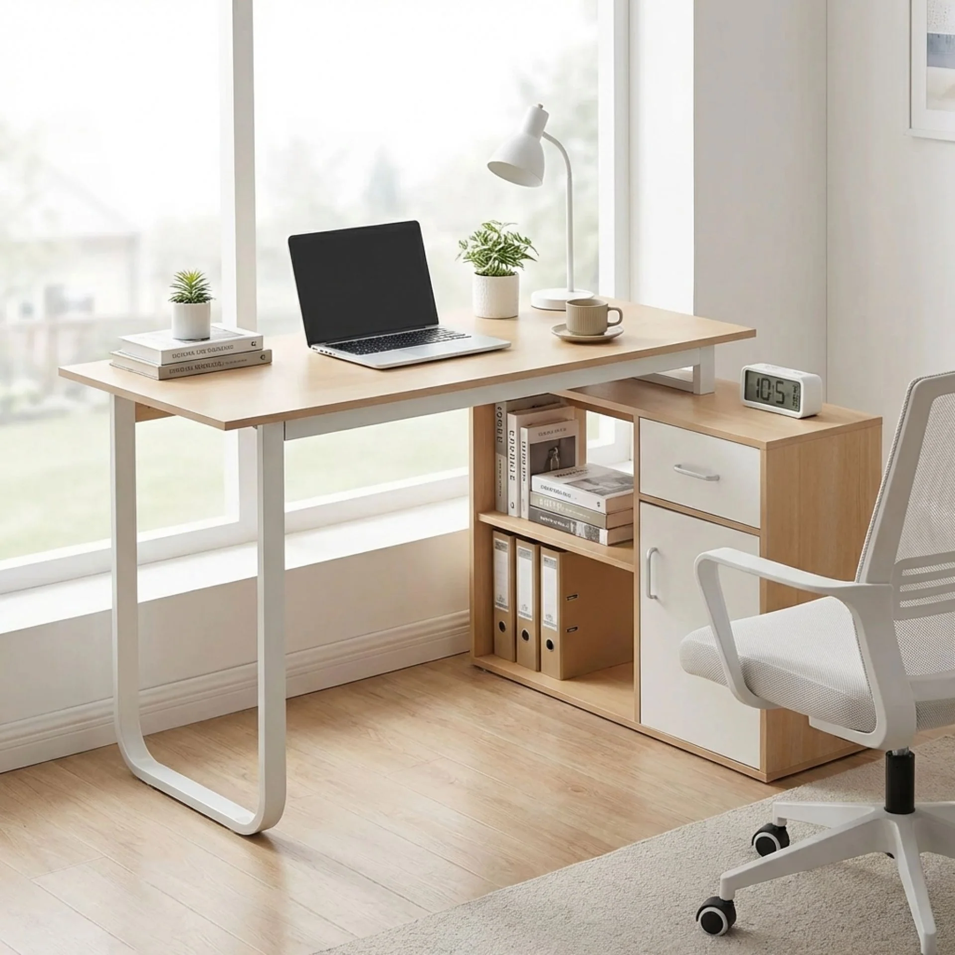 Yates 120cm Computer Desk with Right Cabinet - Oak - Image 5