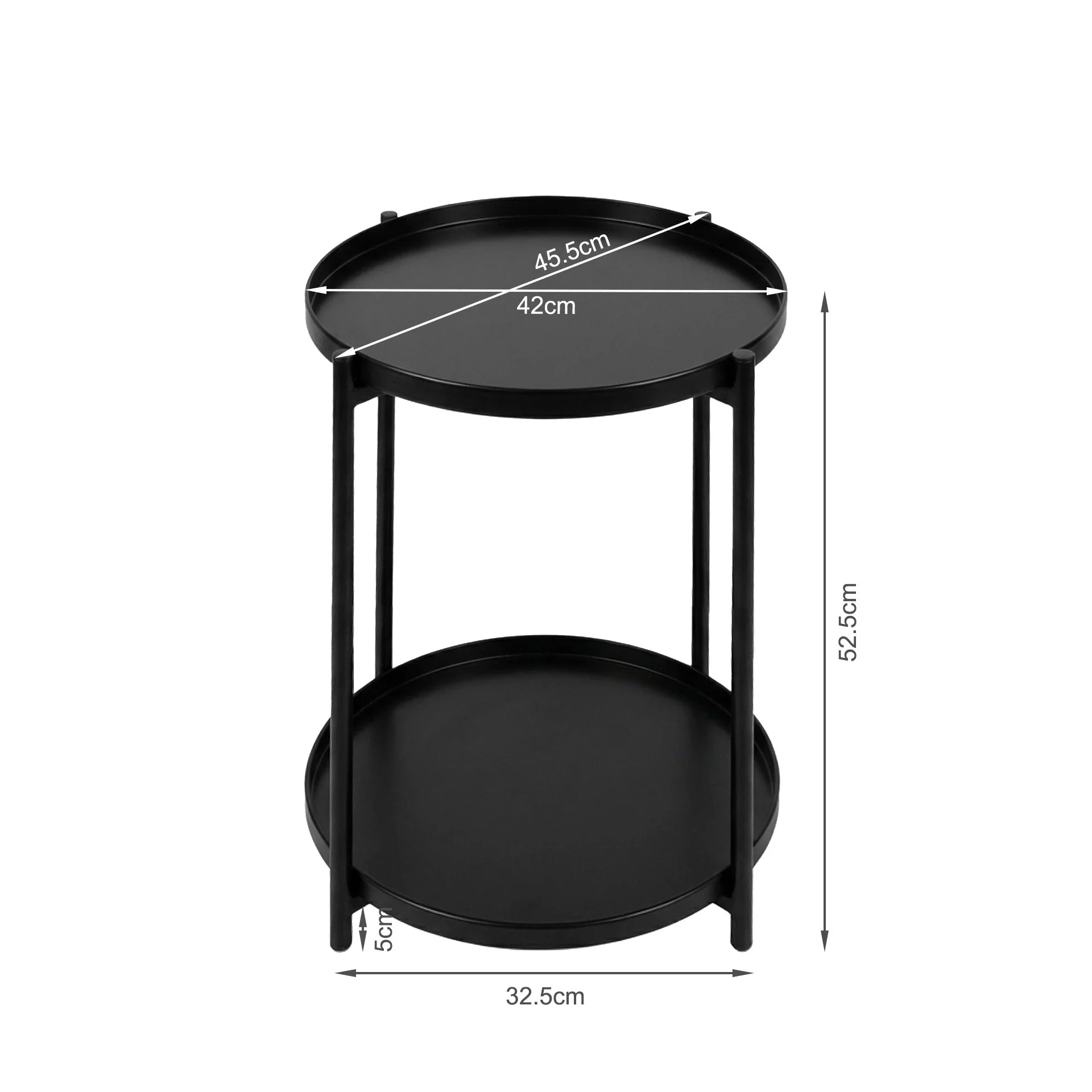 Zen Round Coffee Table with Shelf - Black - Image 11
