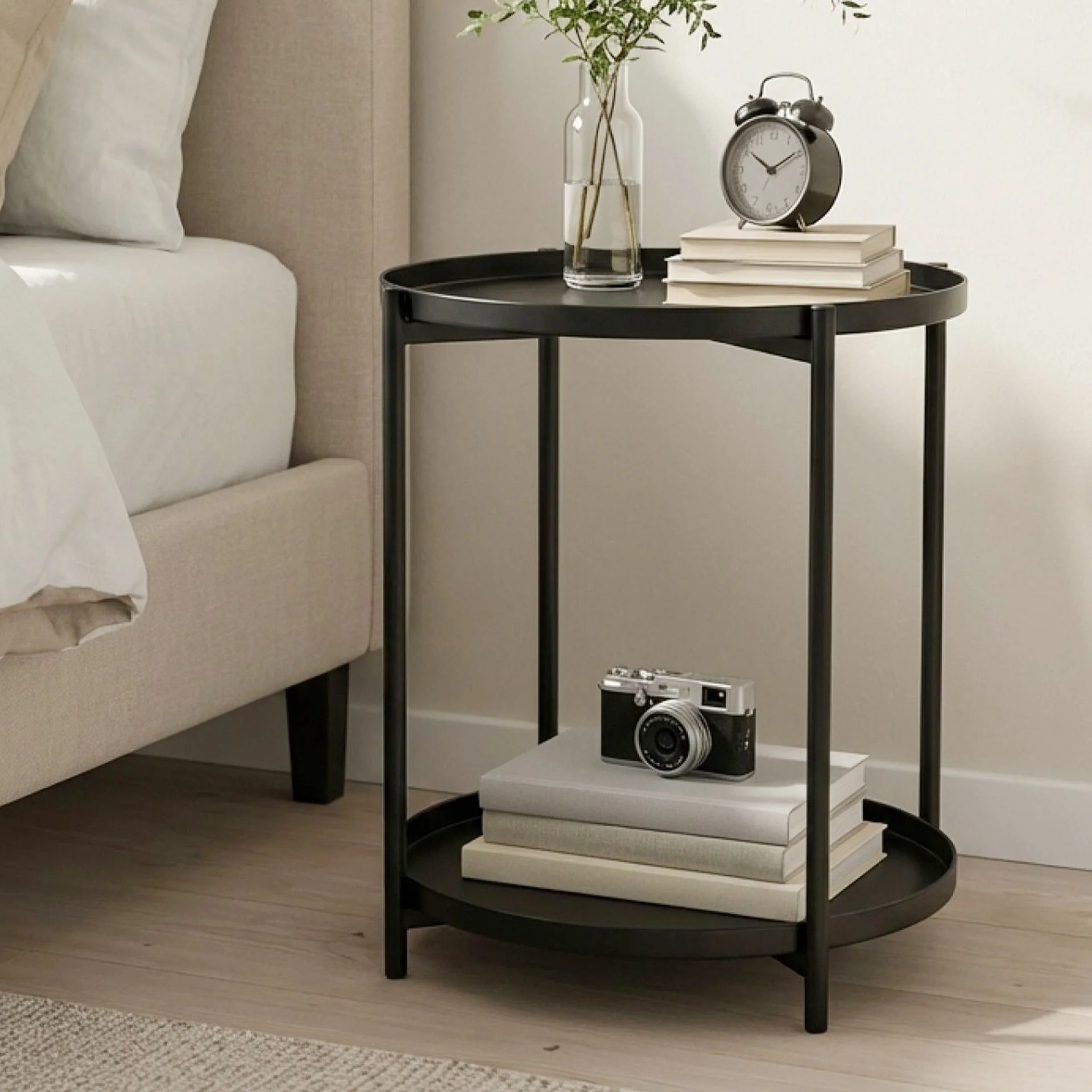 Zen Round Coffee Table with Shelf - Black - Image 2