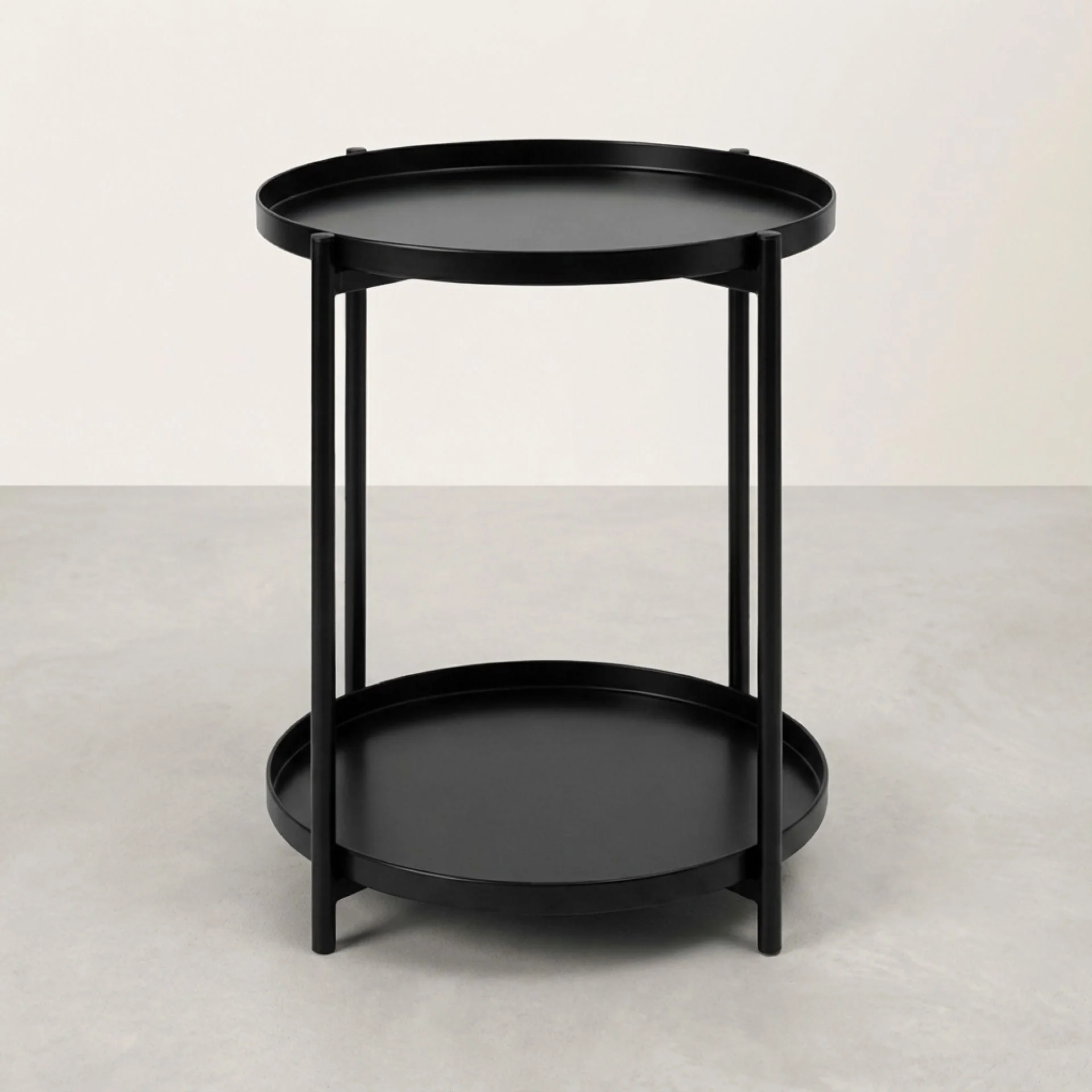 Zen Round Coffee Table with Shelf - Black - Image 4