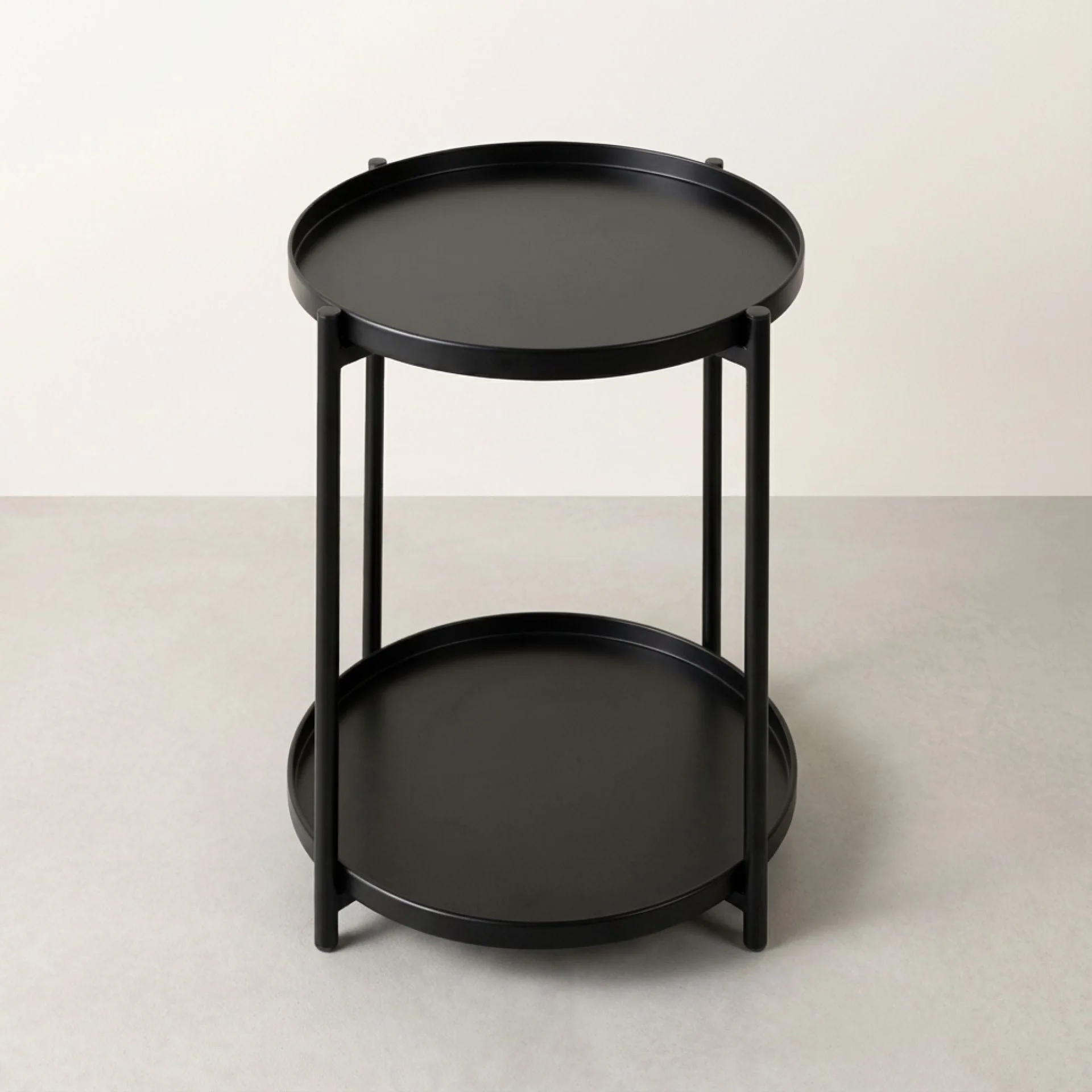 Zen Round Coffee Table with Shelf - Black - Image 5