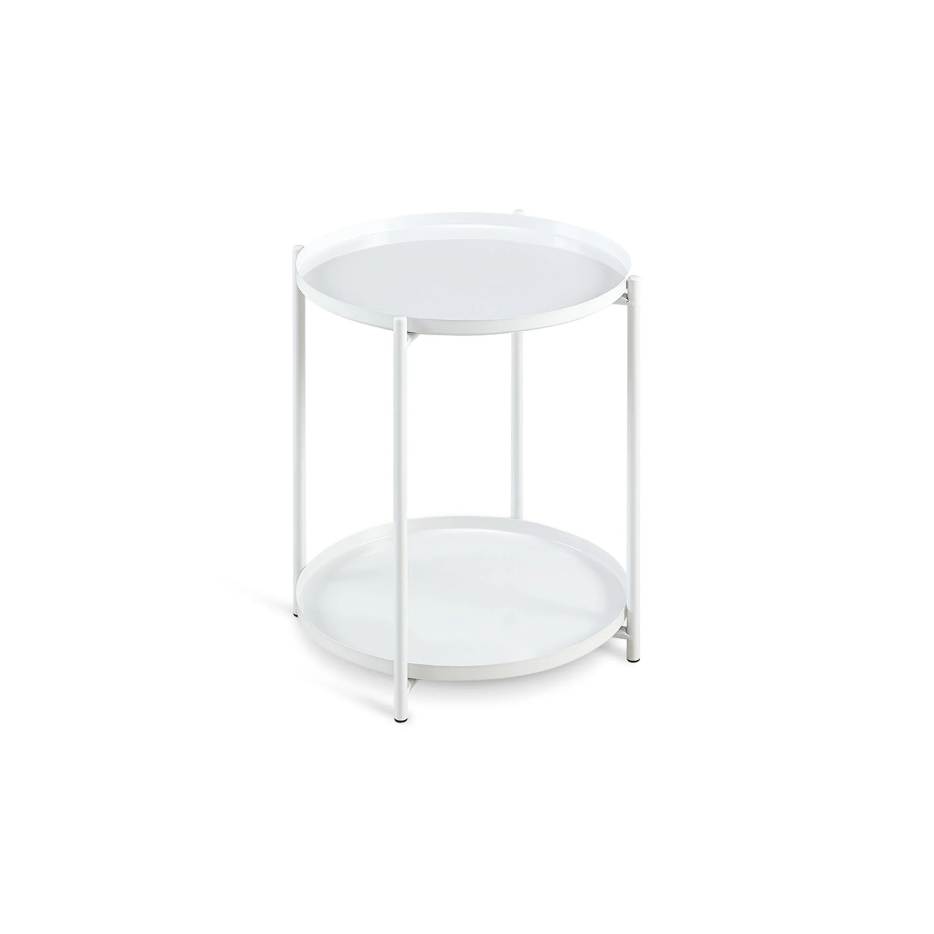 Zen Round Coffee Table with Shelf - White - Image 6