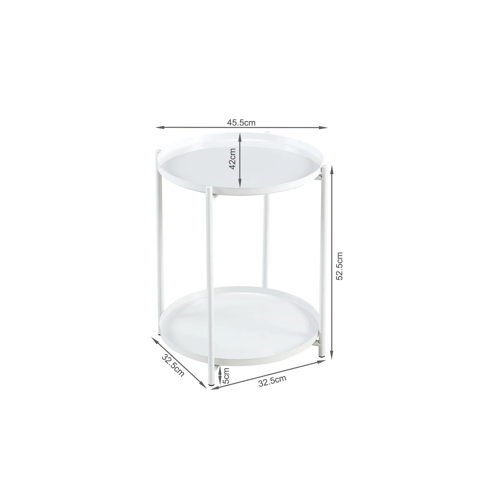 Zen Round Coffee Table with Shelf - White - Image 9