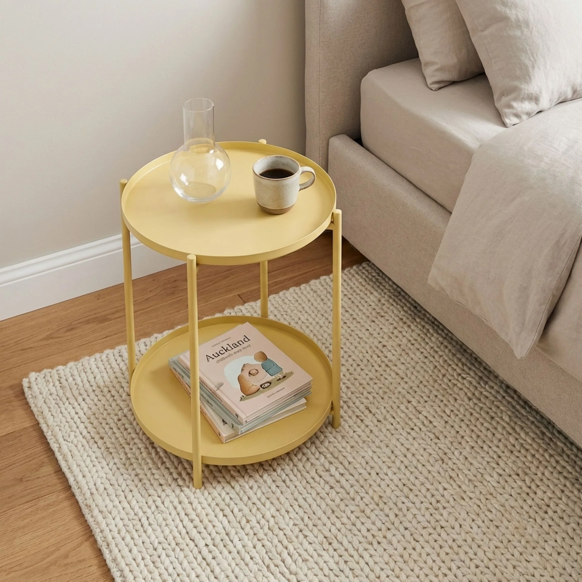 Zen Round Coffee Table with Shelf - Yellow - Image 5
