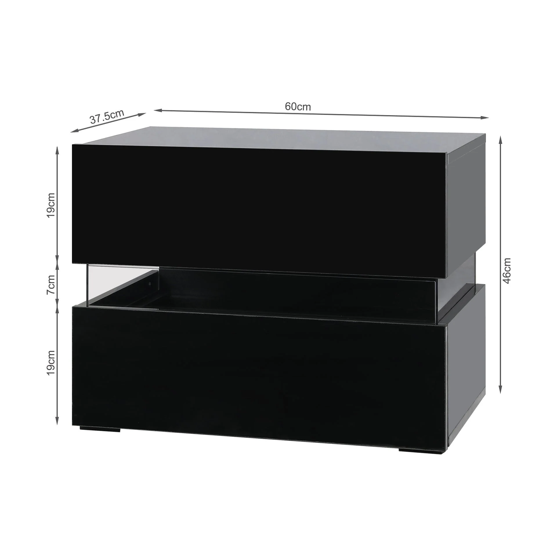 Zion LED Bedside Table - Black - Image 10