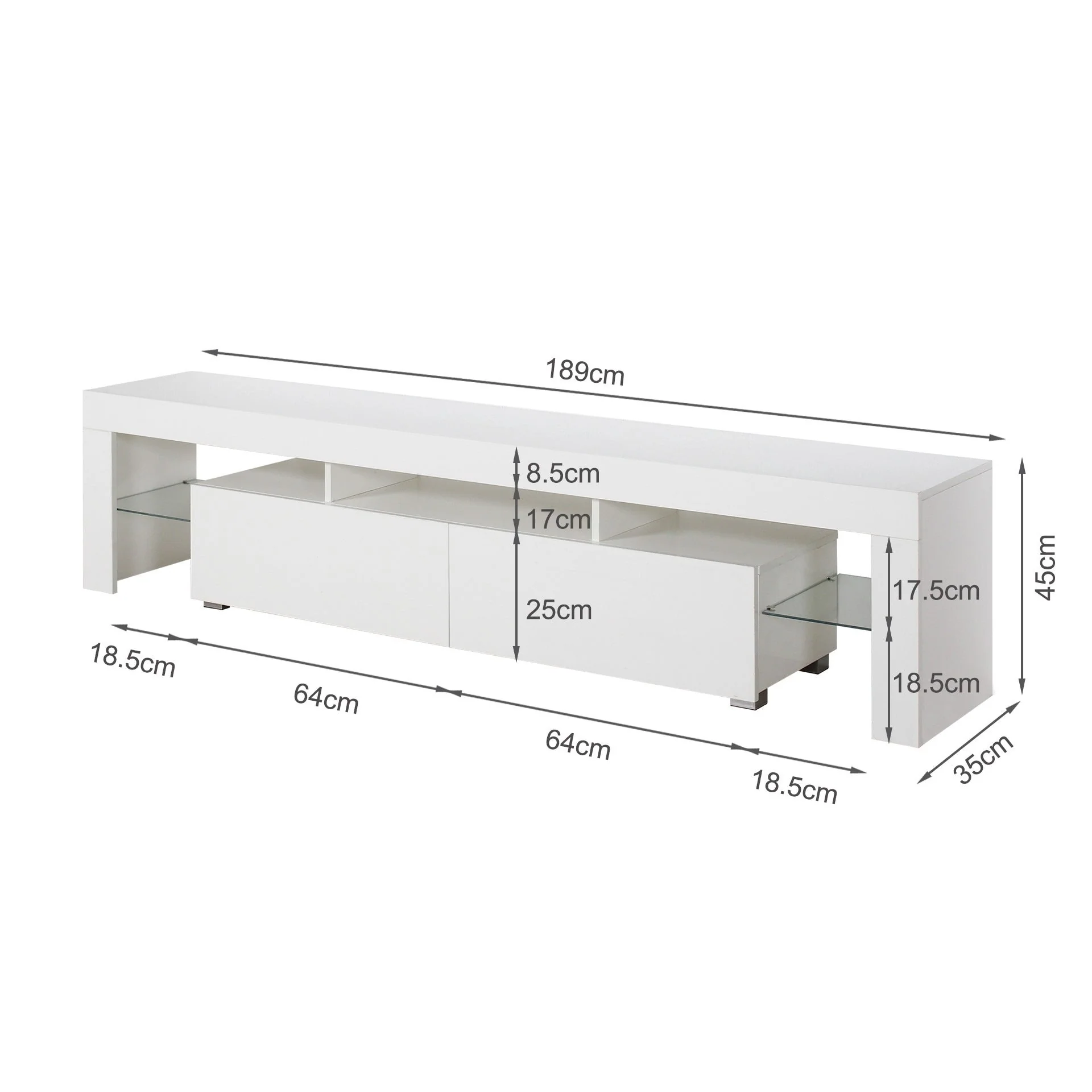 Zoar 1.9m LED Entertainment Unit - White - Image 15