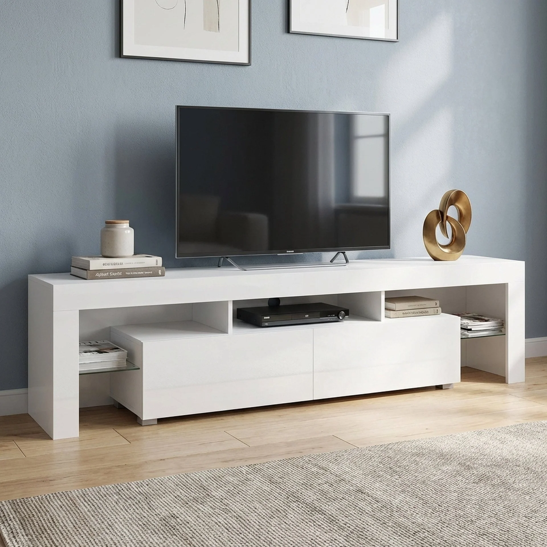 Zoar 1.9m LED Entertainment Unit - White - Image 3