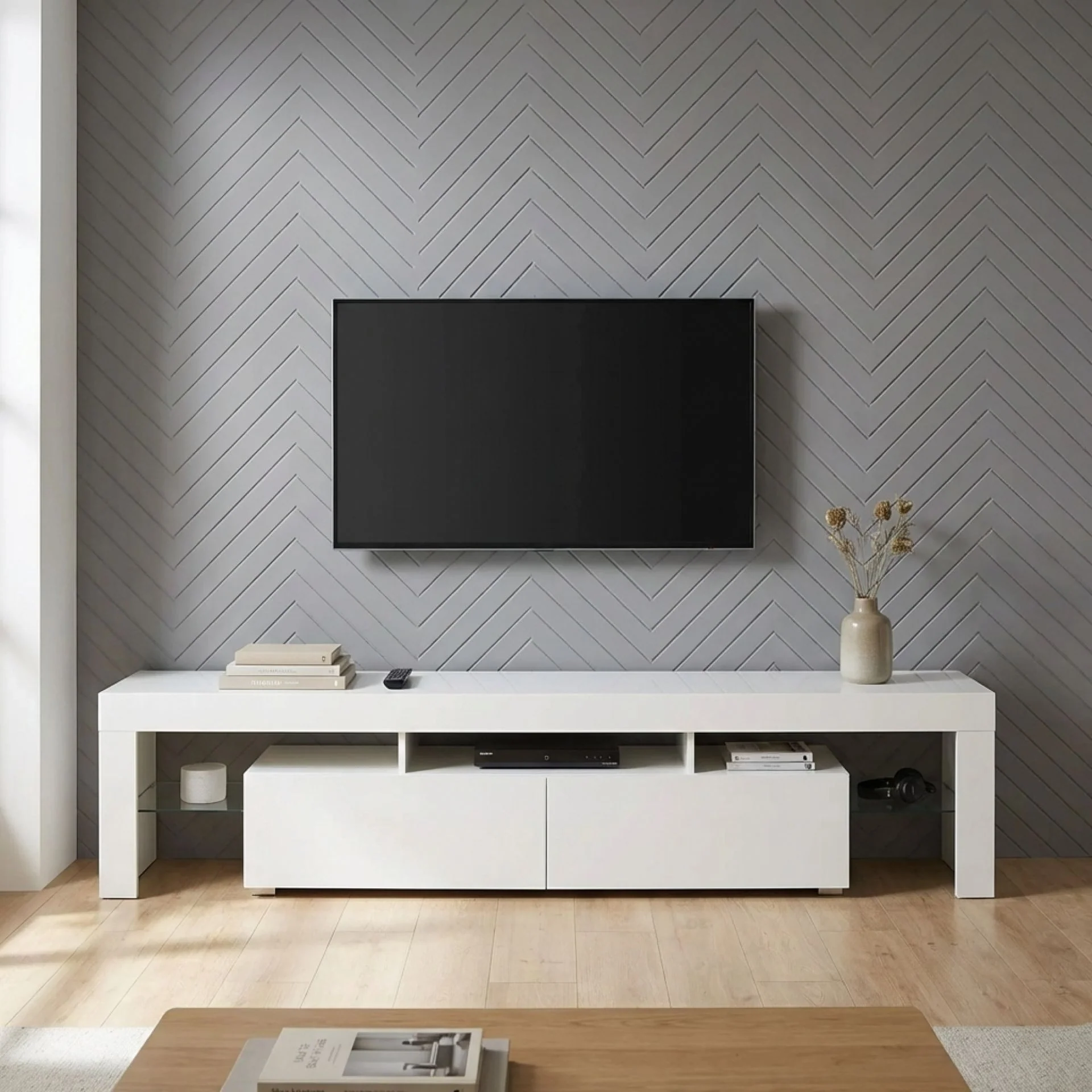 Zoar 1.9m LED Entertainment Unit - White - Image 4