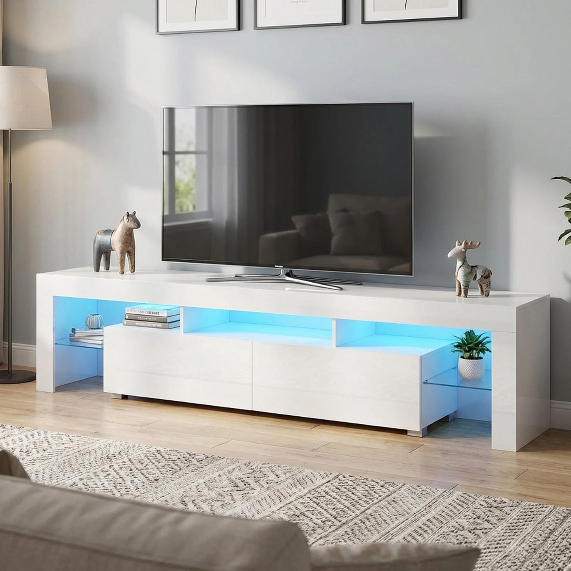 Zoar 1.9m LED Entertainment Unit - White - Image 5