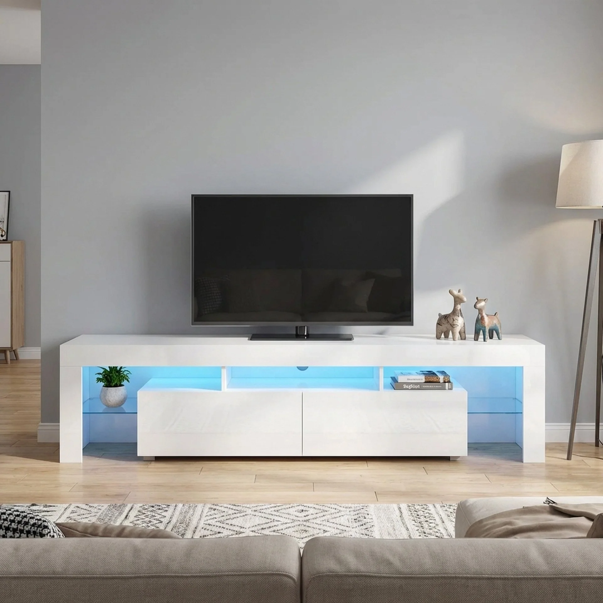 Zoar 1.9m LED Entertainment Unit - White - Image 6