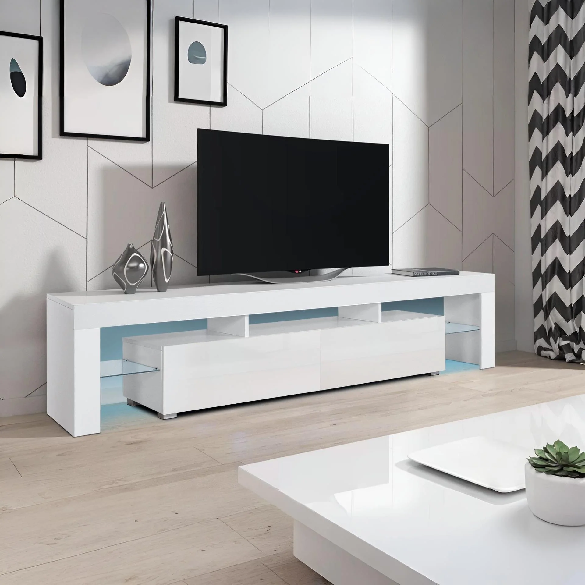 Zoar 1.9m LED Entertainment Unit - White - Image 7