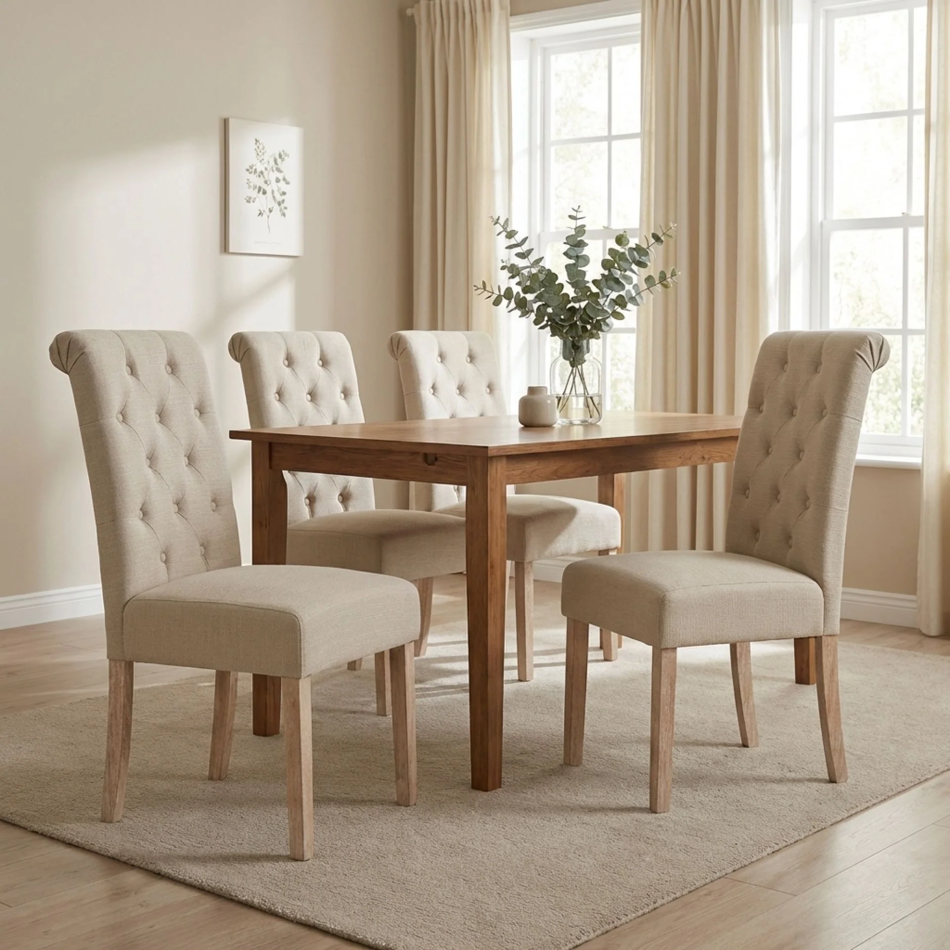 Zoey 4 Piece Upholstered Dining Chair - Beige - Image 6