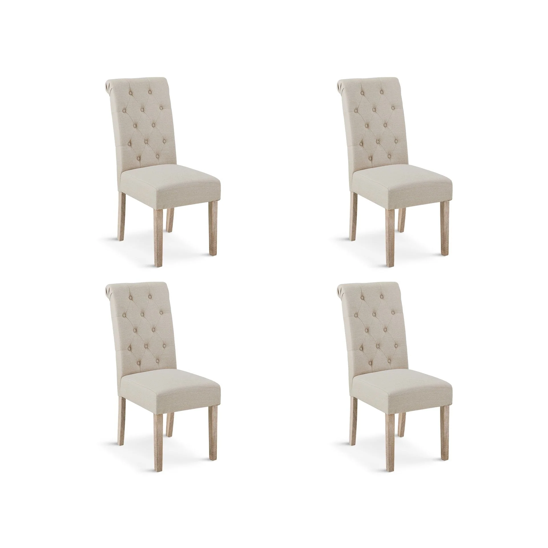 Zoey 4 Piece Upholstered Dining Chair - Beige - Image 7