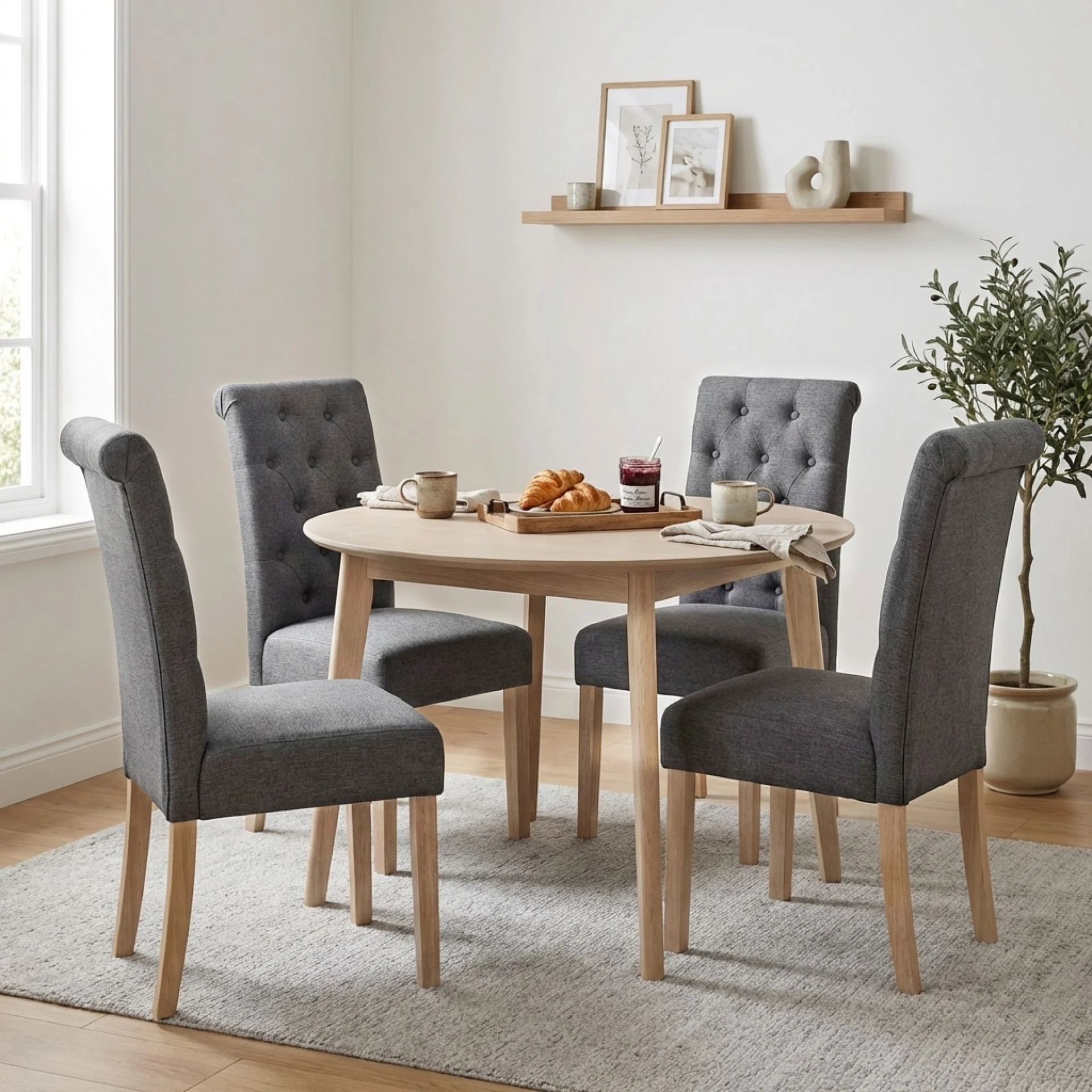 Zoey 4 Piece Upholstered Dining Chair - Dark Grey - Image 3