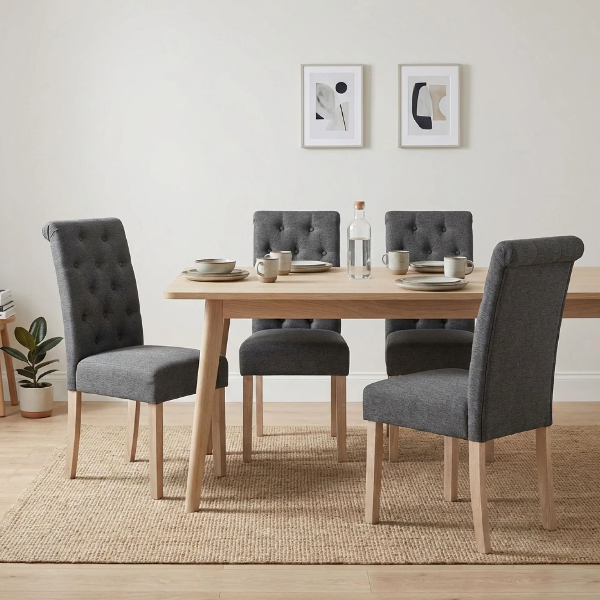 Zoey 4 Piece Upholstered Dining Chair - Dark Grey - Image 5