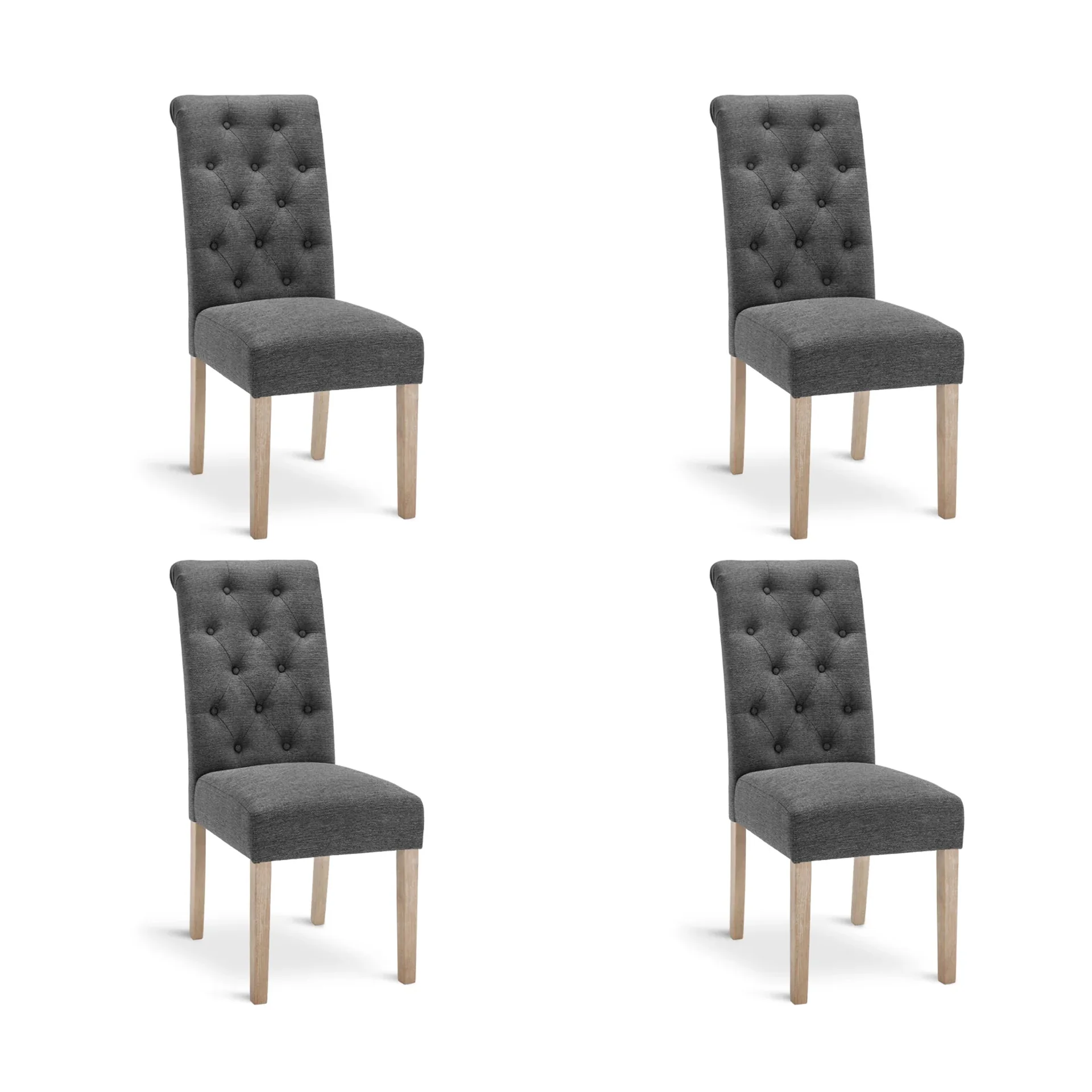 Zoey 4 Piece Upholstered Dining Chair - Dark Grey - Image 7