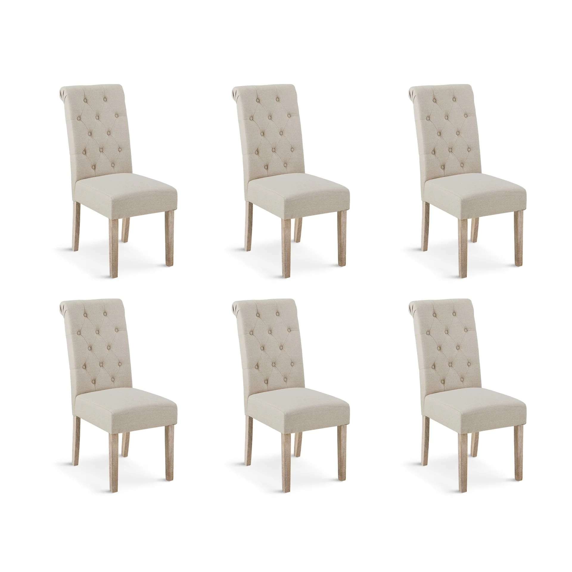 Zoey 6 Piece Upholstered Dining Chair - Beige - Image 7