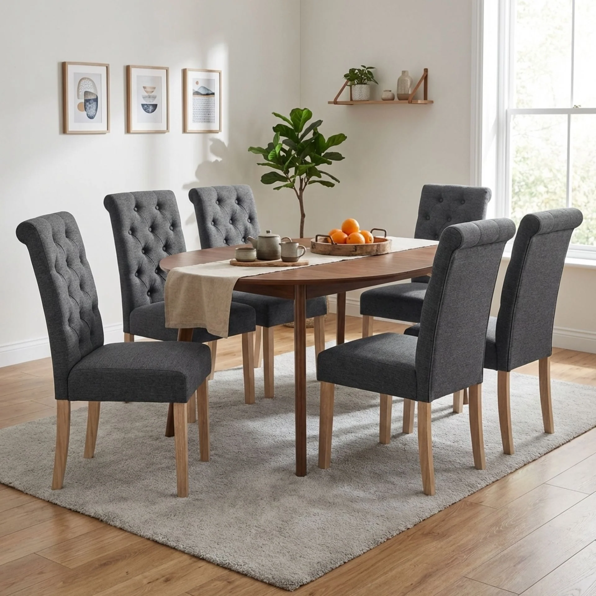 Zoey 6 Piece Upholstered Dining Chair - Dark Grey - Image 3