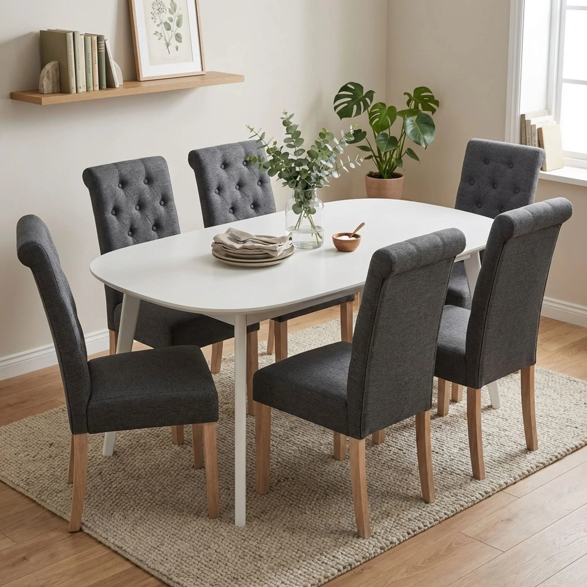 Zoey 6 Piece Upholstered Dining Chair - Dark Grey - Image 4