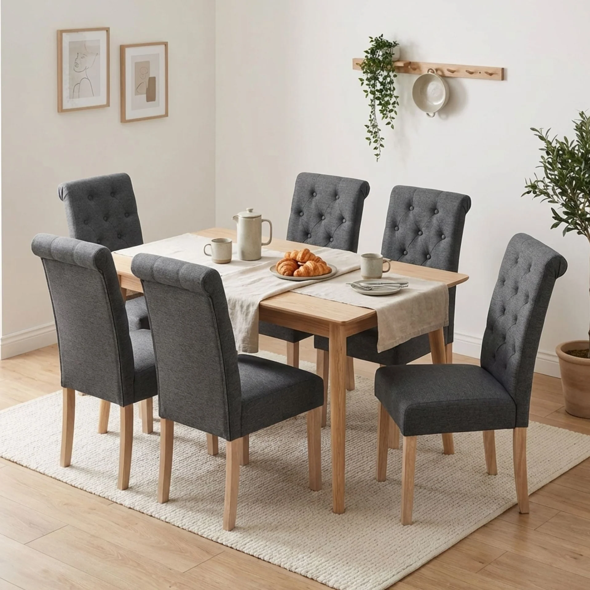Zoey 6 Piece Upholstered Dining Chair - Dark Grey - Image 5