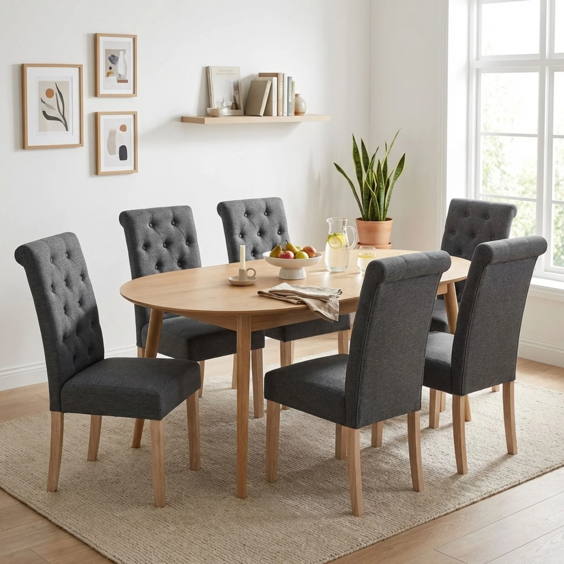 Zoey 6 Piece Upholstered Dining Chair - Dark Grey - Image 6
