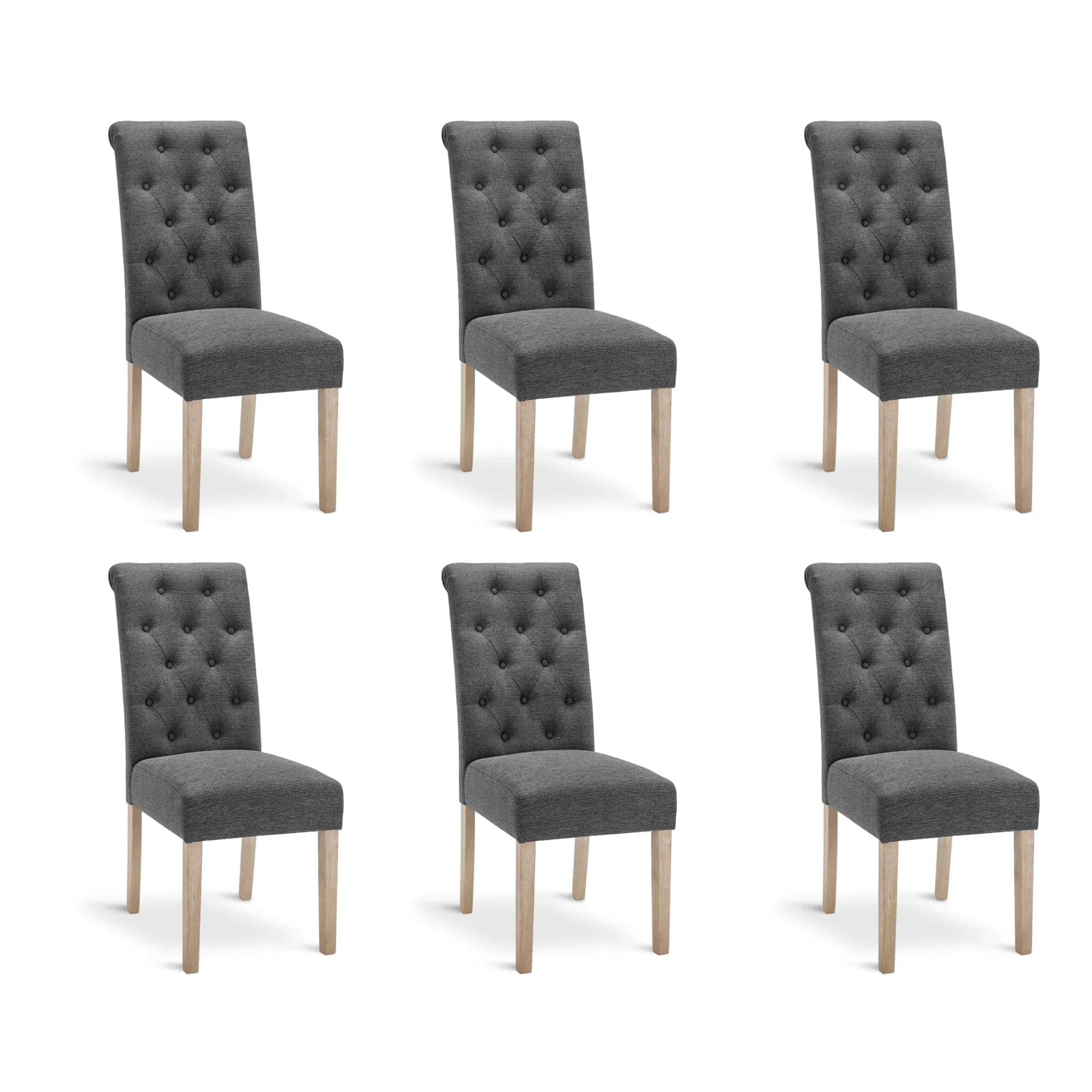 Zoey 6 Piece Upholstered Dining Chair - Dark Grey - Image 7