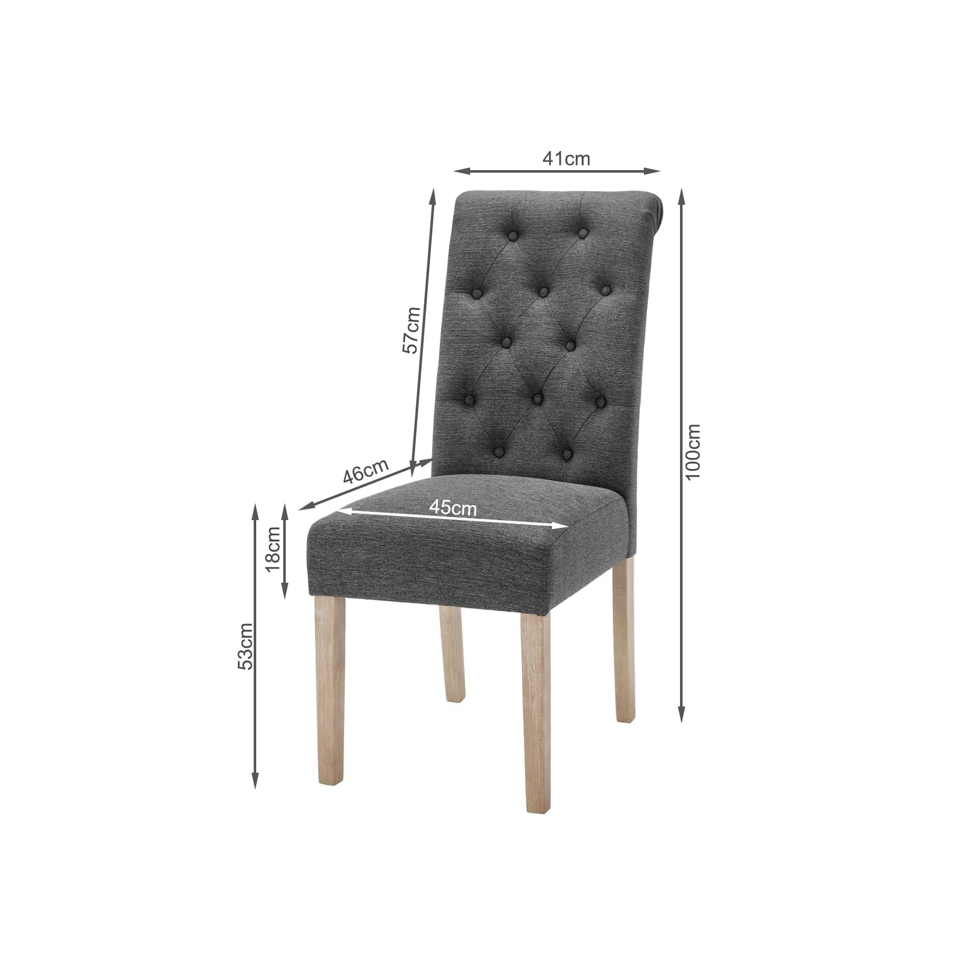 Zoey Upholstered Dining Chair - Set of 2 - Dark Grey - Image 11