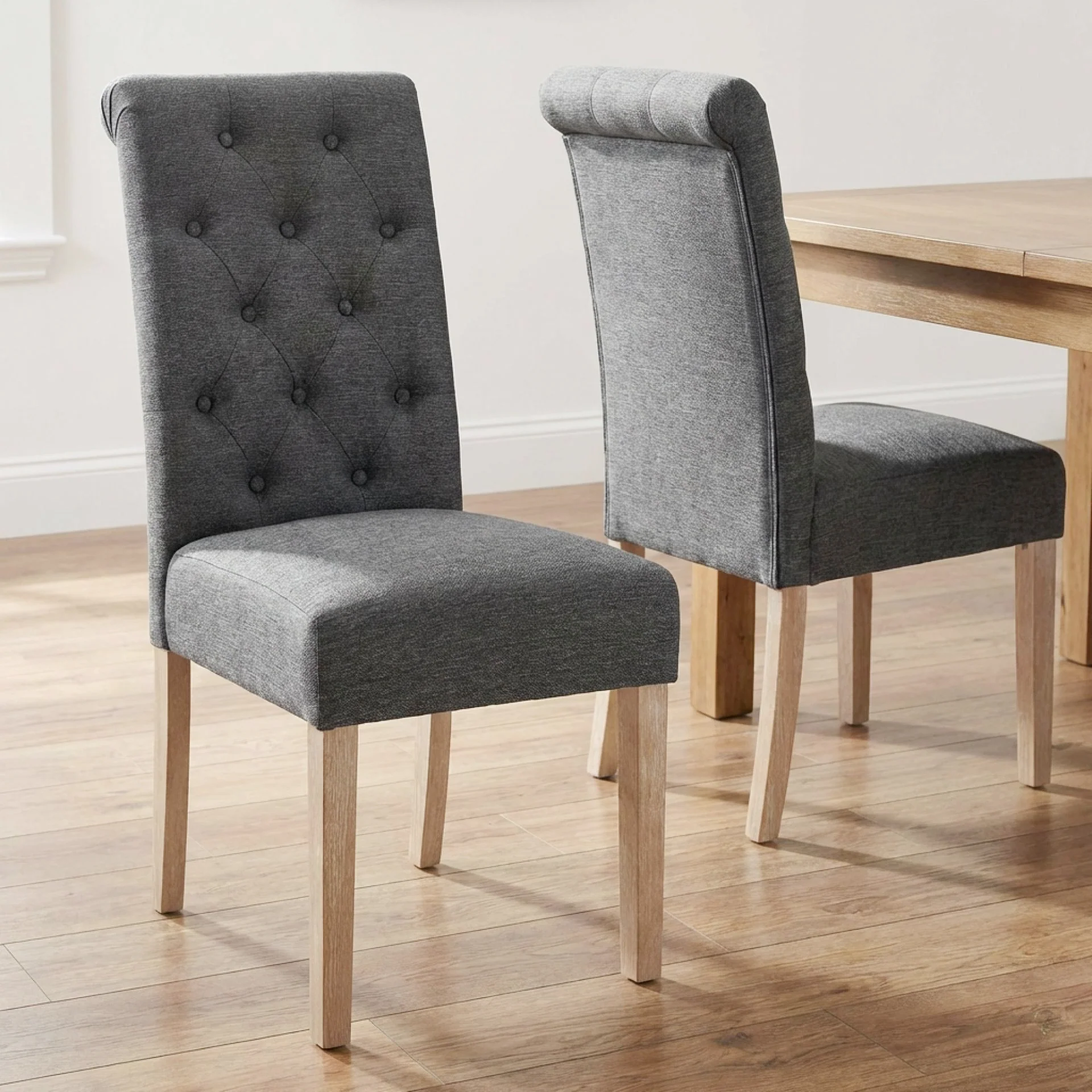 Zoey Upholstered Dining Chair - Set of 2 - Dark Grey - Image 3
