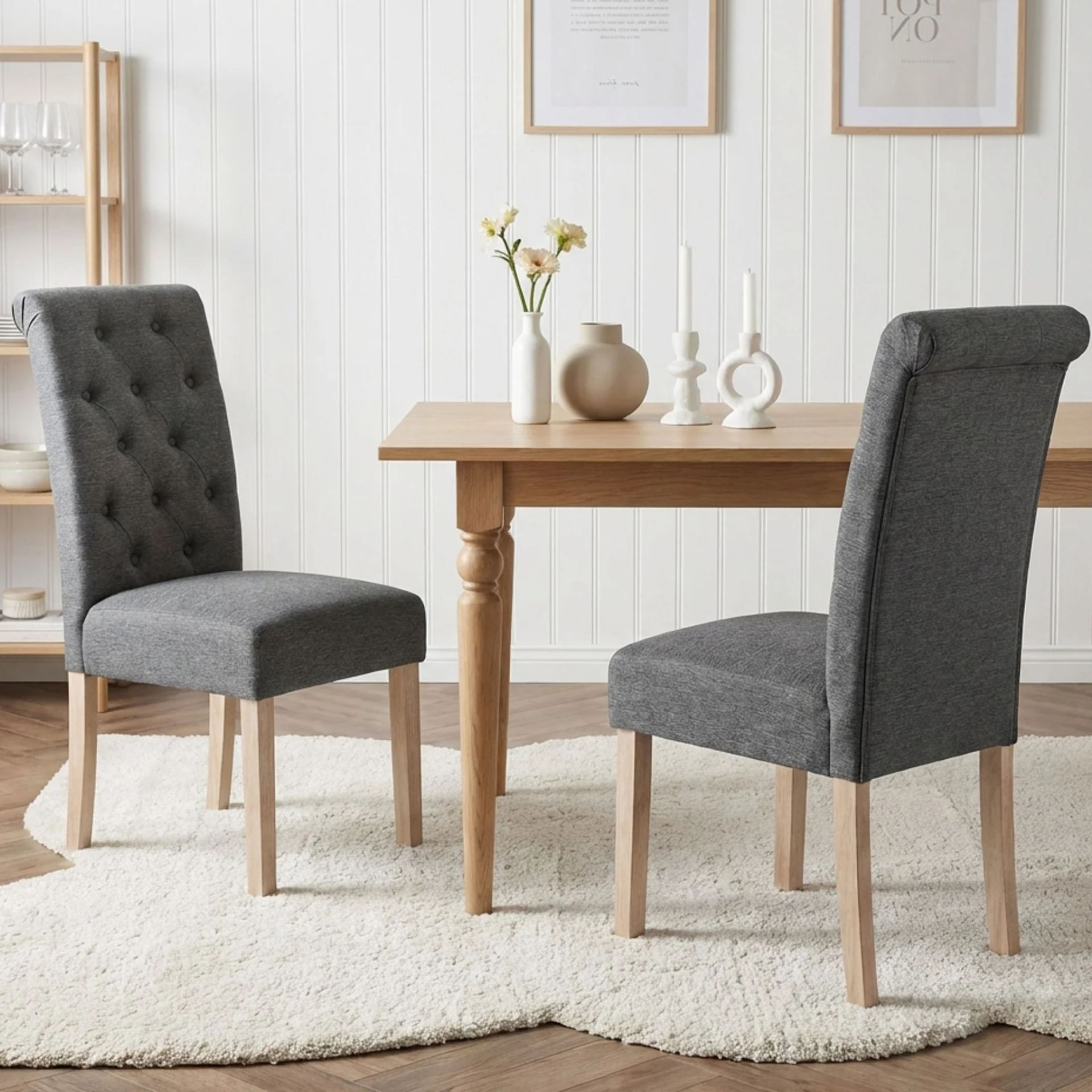 Zoey Upholstered Dining Chair - Set of 2 - Dark Grey - Image 4