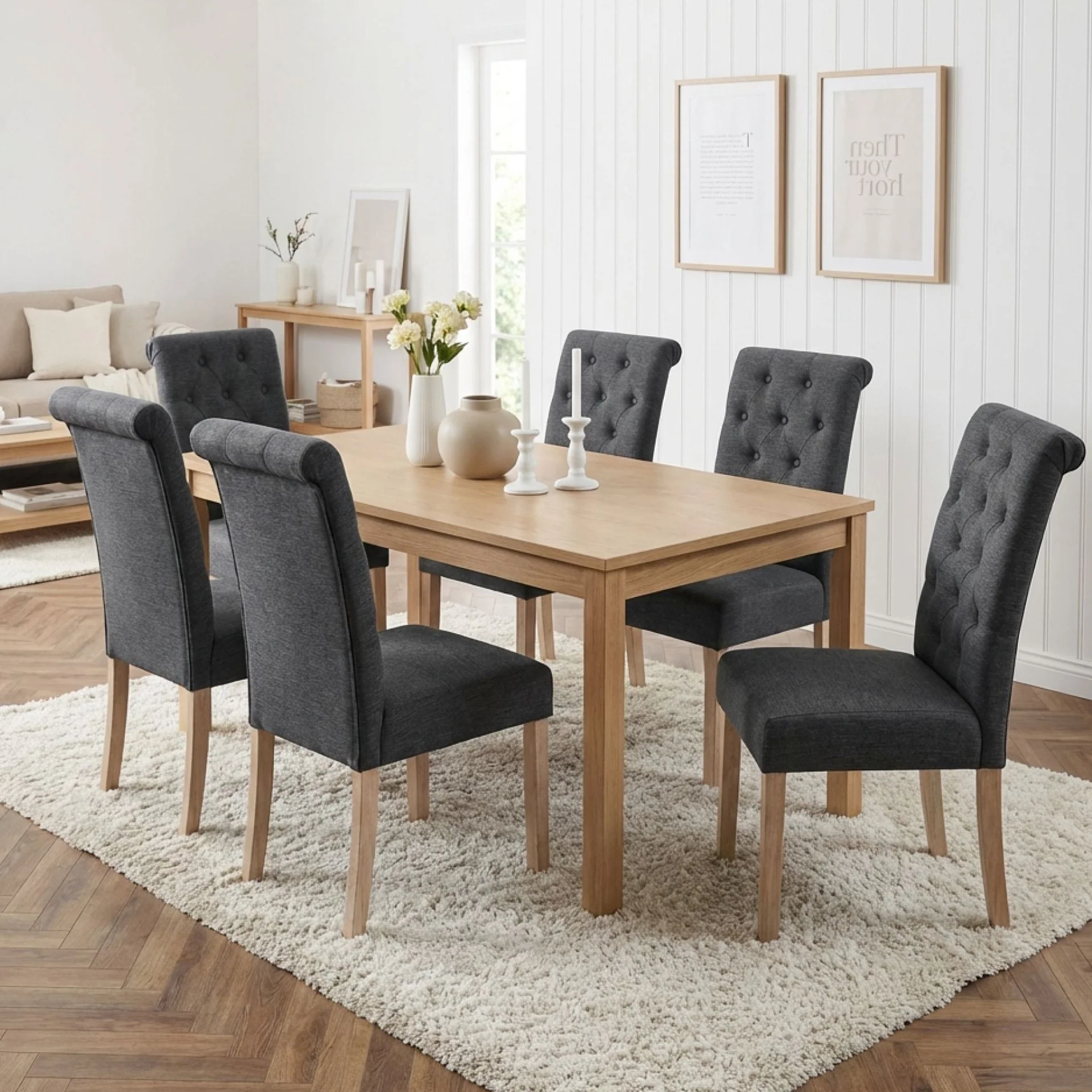 Zoey Upholstered Dining Chair - Set of 2 - Dark Grey - Image 5
