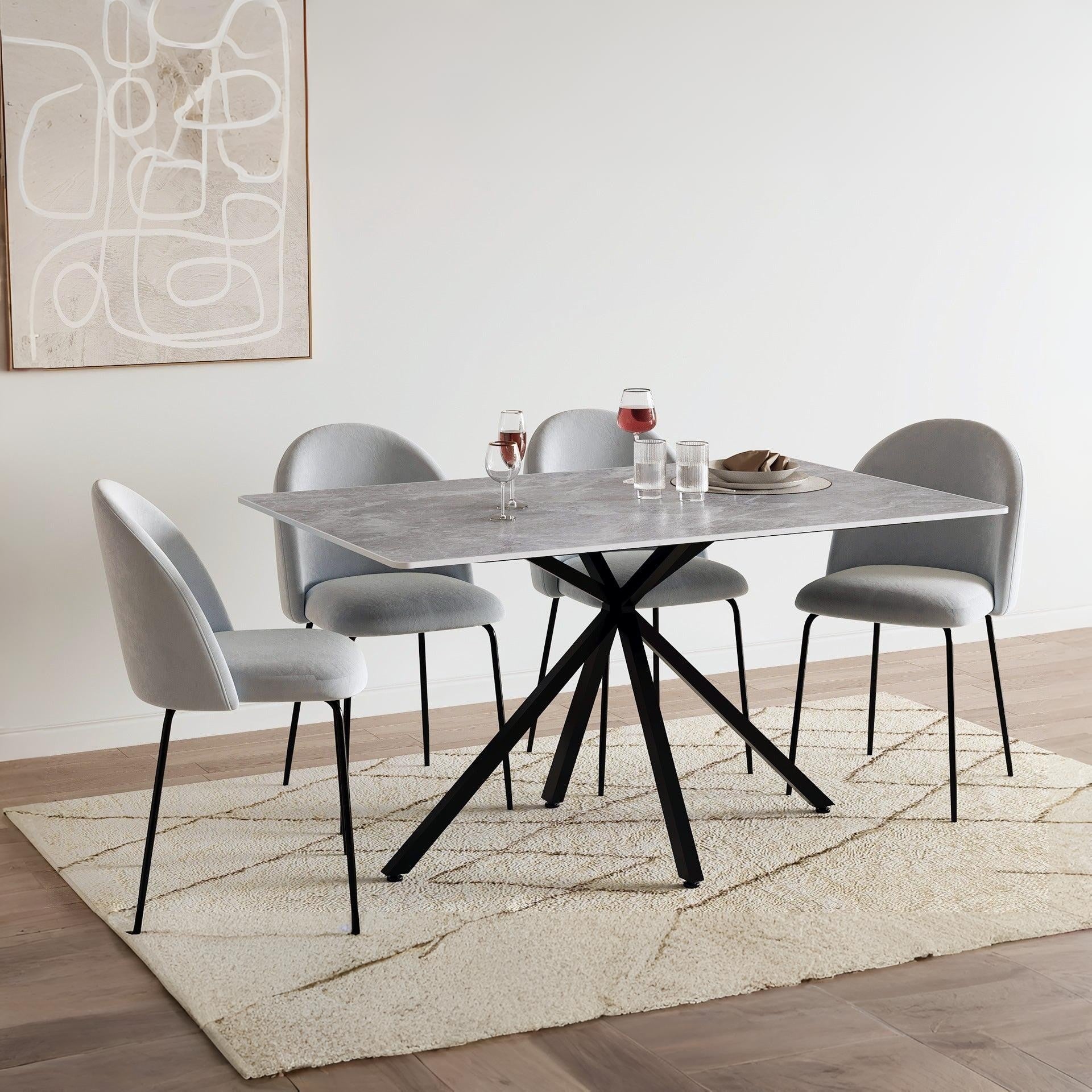 Zoya Dining Chair - Set of 4 - Grey + Black - Image 2
