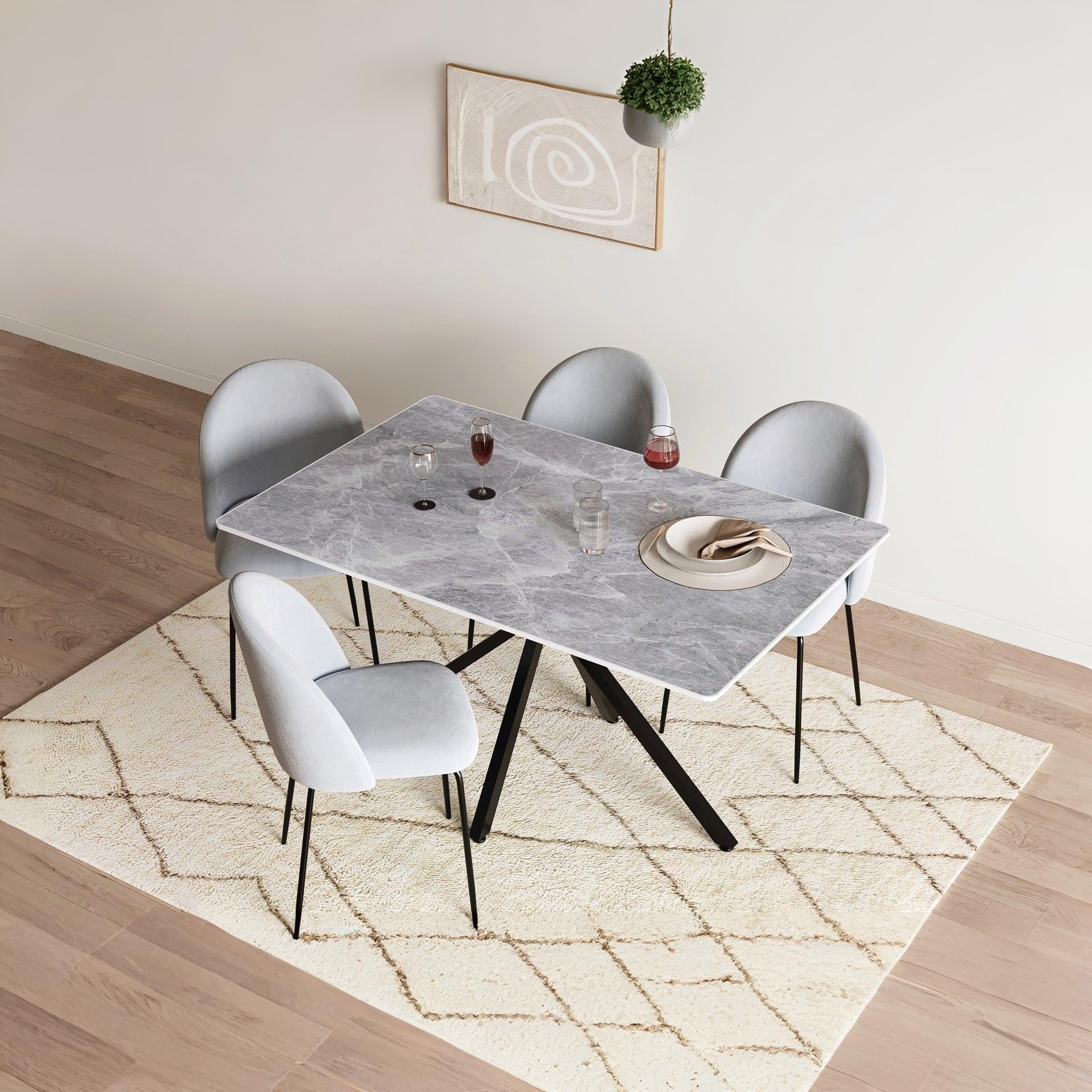 Zoya Dining Chair - Set of 4 - Grey + Black - Image 3
