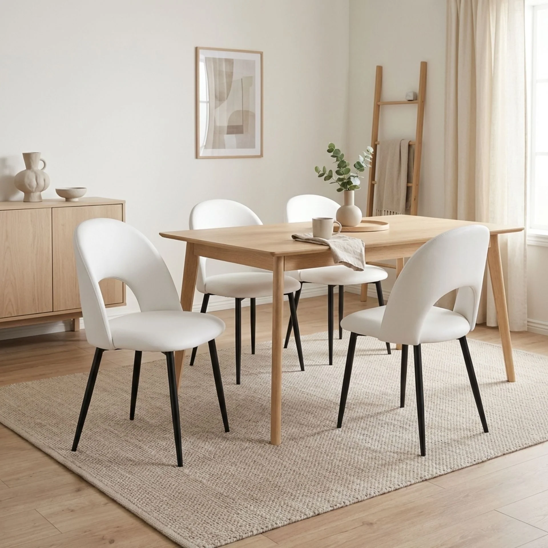 Zuri PU Leather Dining Chair - Set of 4 - White - Image 2