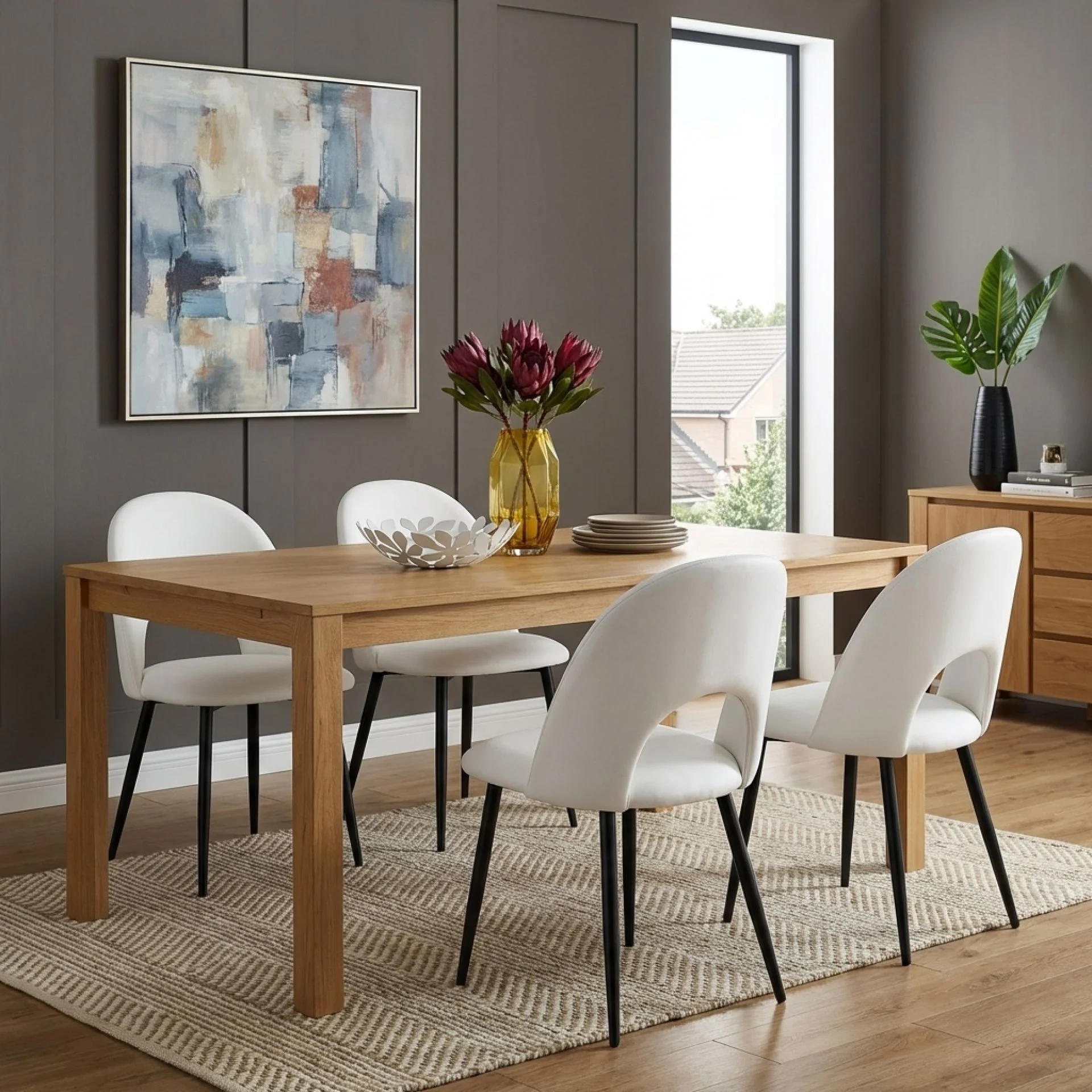 Zuri PU Leather Dining Chair - Set of 4 - White - Image 3