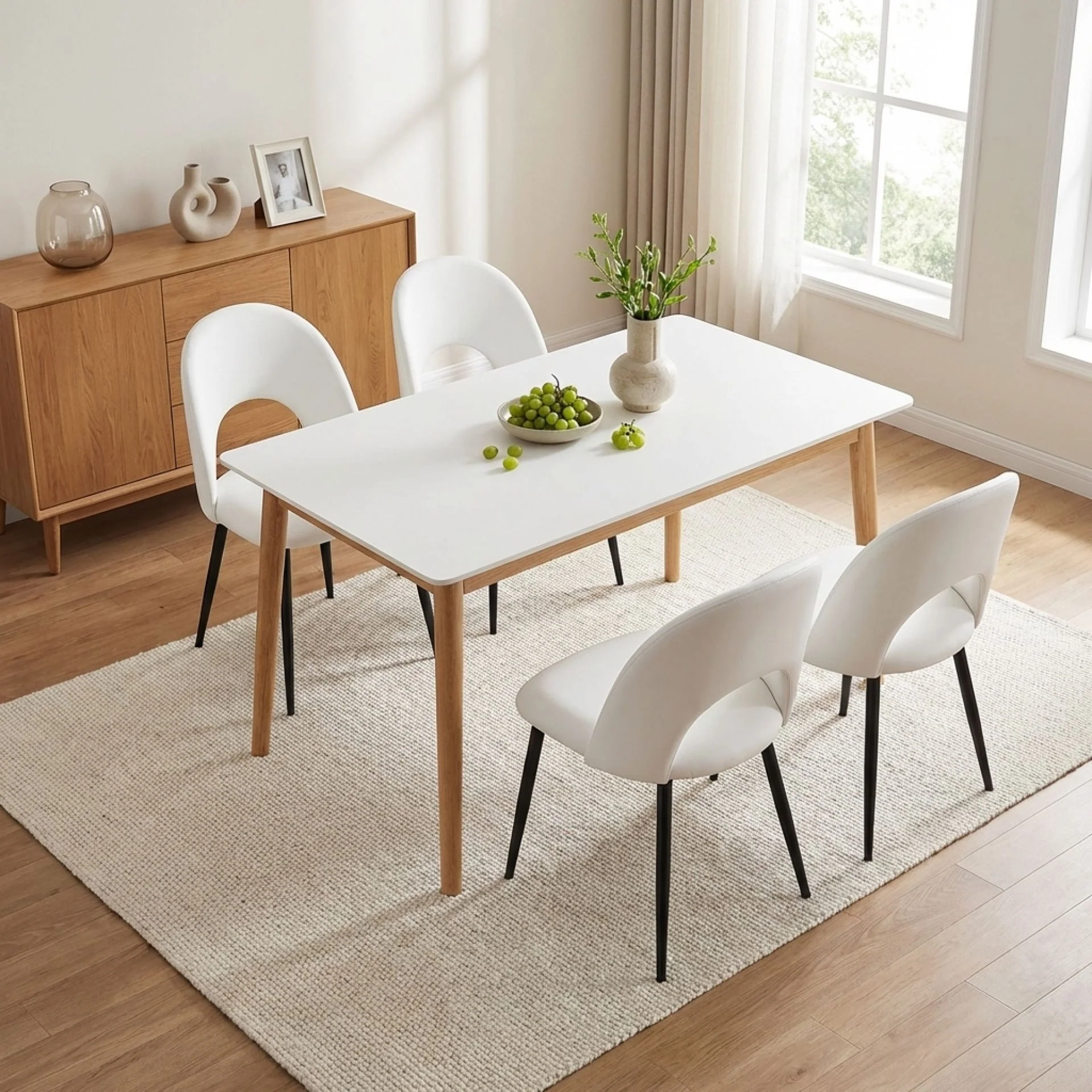 Zuri PU Leather Dining Chair - Set of 4 - White - Image 4