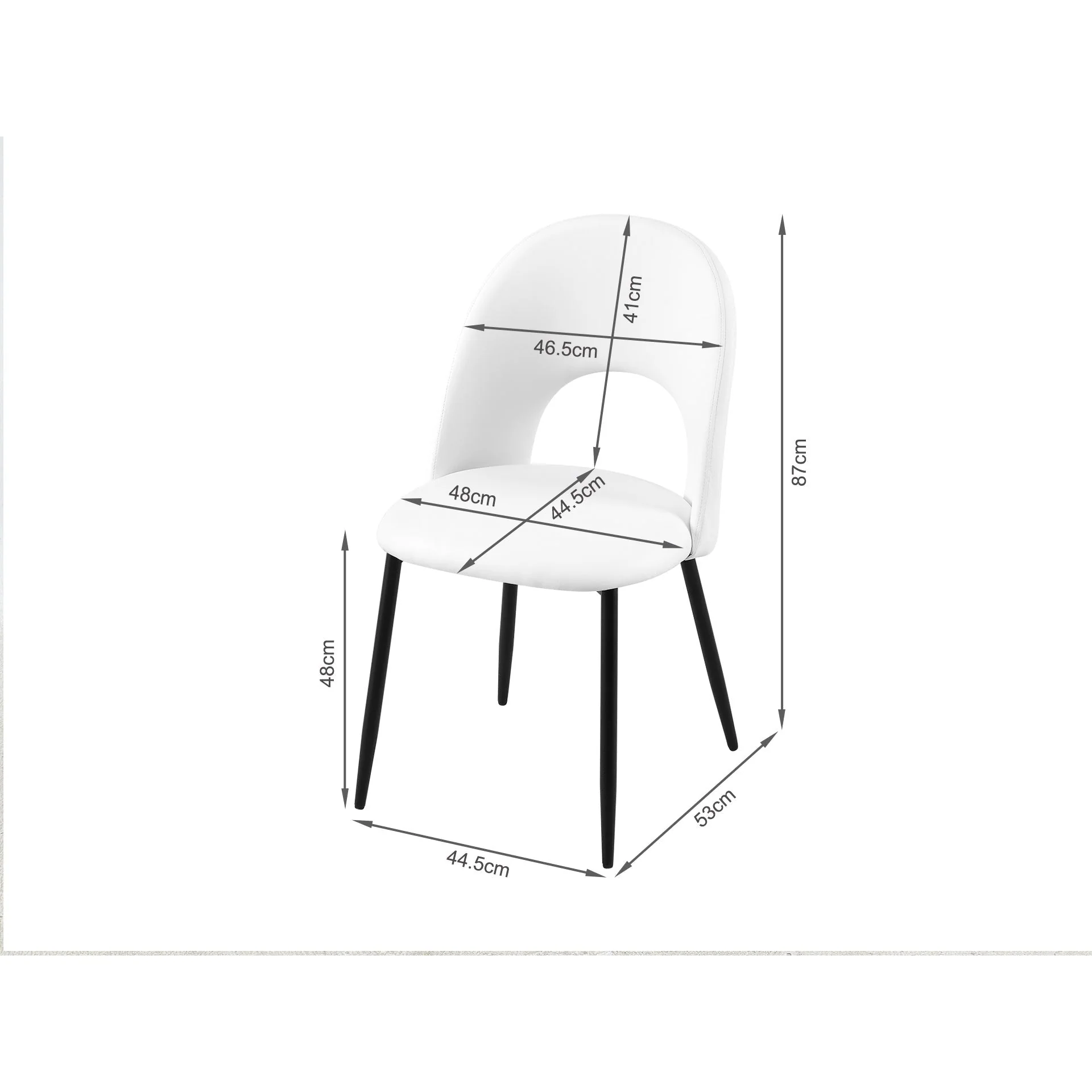 Zuri PU Leather Dining Chair - Set of 4 - White - Image 9